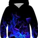 RAISEVERN Boys Girls Hoodies Kids Sweatshirts Pullover Hooded 3D Print Graphics Lightweight Hoody, 6-16T