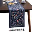 patdrea Vintage Chinoiserie Floral Table Runner Farmhouse for Home Kitchen Dining Decor Parties Family Dinners 12"*87" (Lanruoting)