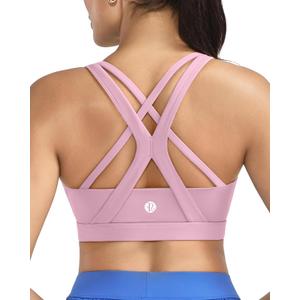 RUNNING GIRL Sports Bras for Women,Seamless Strappy Sports Bra High Support Crisscross Back with Removable Pads (L)