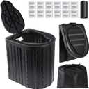 Portable Toilet for Adults, Foldable Plastic Toilet, with Lid and Paper Holder Travel Porta Potty for Adults Camping, Hiking, RV, Fishing, Beach, Road Trip, Truck, Hunting (black-15.7''H)