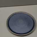 Gibson Elite Sunveil 16 Piece (Service for 4) Plates and Bowls Reactive Glaze Round Dishes Stoneware Ceramic Dinnerware Set -Blue