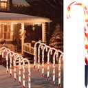 Joiedomi 12 Pcs Christmas Candy Cane Pathway Markers Lights, 16” Stakes Lights with Warm White, Waterproof Outdoor Decorations for Xmas Indoor and Outdoor Decorations Yard, Walkway, Lawn, Garden
