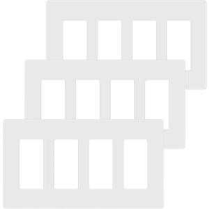 ENERLITES Screwless Decorator Wall Plate Child Safe Cover, Size 4-Gang 4.68" H x 8.30" L, Unbreakable Polycarbonate Thermoplastic, SI8834-W-3PCS, Glossy, White (3 Pack)