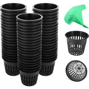 3 Inch Net Pots for Hydroponics 60 Packs with Plant Labels 60Pcs Heavy Duty Wide Mouth Net Cups Slotted Mesh Pot Garden Supplies (3 inch 60 Packs)