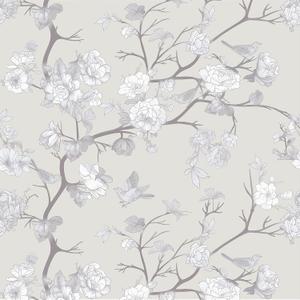 Kitico Vintage Floral Peel and Stick Wallpaper, Neutral Chinoiserie Removable Wallpaper for Bedroom, Living Room, Accent Wall  Self Adhesive, Waterproof, Repositionable Vinyl 17.7"x78" (Gray)