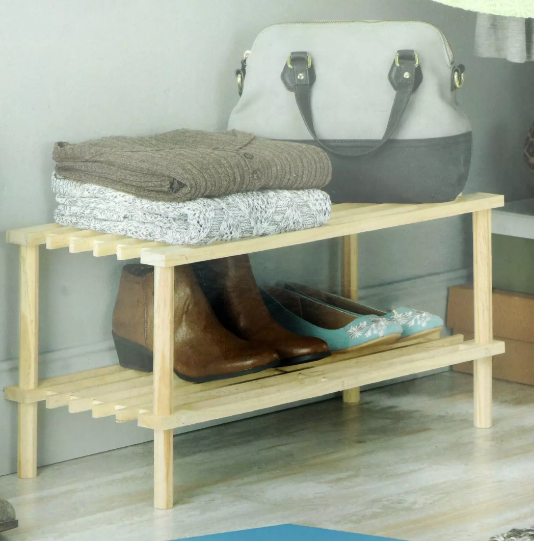 Whitmor Wood Household Shelves 2 Tier 10.25 inches x 24.75 inches x 11.5 inches