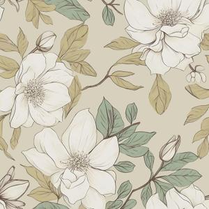 Beige Floral Wallpaper Peel and Stick, White Flowers Contact Paper, Vintage Botanical Boho Wall Paper Waterproof Self Adhesive Removable for Room Shelves Cabinet Drawer Table Decor 17.5" x 118"