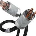 Preffair HiFi Black Braided Power Cable 4N OFC Copper AC Power Cord with Pure Coppper 3 Pin US Plug/ C15 Female Connectors, 125V/ 15A for CD/ Mixer/ Amplifier/ DAC Recorder (6.6ft)