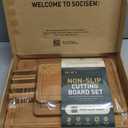 3 Packs Bamboo Cutting Board Set with Non Slip Feet Holder and Over Sink Nice Solid Thick Wood Juice Groove Chopping Board Extra Large Big Small Best Hardwood Kitchen Organic Vegetable Meat BBQ Kit (Brown)