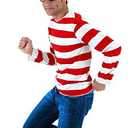 YOKIKIYO Red and White Striped Shirt Costume Women,Funny Sweatshirt Men,Wizard Glasses Hat Suits,Halloween Cosplay Shirts (Men, XXL)