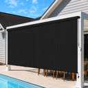 Outdoor Roller Shades for Patio, 11' W x 8' H Cordless Patio Shades Roll Up Outdoor Blinds with Splicing Design, 90% UV Protection for Porch Gazebo Pergola, Black, 132"W x 96"H