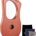 LIEKE 7 String Lyre Harp Instrument with Tuning Wrench,Metal Strings,Bag, Mahogany Body and Bone Saddle,Lyre Harp Kit Gift for Kids Adults Beginner