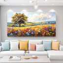 hyidecorart Canvas Wall Art For Living Room Wall Decor For Bedroom Office Decorations Field Pictures Artwork Flower Scenery Watercolour Wall Paintings Aesthetic Room Home Decor Ready to Hang, 47" x 23.5", 