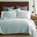 Levtex Home - Cross Stitch Blue Haze Quilt Set - 100% Cotton - King/Cal King Quilt (106x92in.) + 2 King Shams (36x20in.) - Reversible - Cotton Fabric