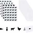 OLYCRAFT 240Pcs 4 Styles Black Meal Stickers 1 Inch with 60Pcs Table Place Card Food Choice Sticker Set Cow/Chicken/Fish/Carrot Wedding Meal Sticker with Blank Table Cards for Wedding Party Supplies