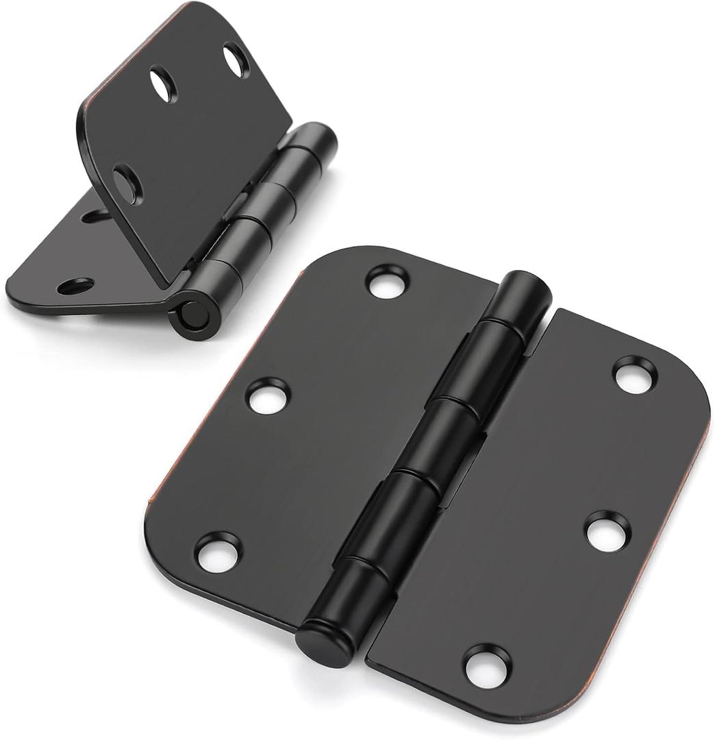 Haidms 24 Pack Oil Rubbed Bronze Door Hinges 3.5 Inch Brushed Bronze Interior Door Hinges with 5/8" Radius Corner Removable Pin