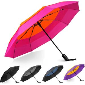 Windproof Compact Travel Umbrellas for Rain Easy Auto Open Close, Automatic Durable Waterproof Backpack, Portable, Lightweight Umbrellas for Travel