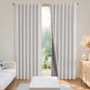 Joydeco Black Blackout Curtains for Bedroom - Linen Curtains84 inch, 100% Thermal Insulated 2 Panels Light Blocking Drapes, Rod Pocket & Back Tabs, Darkening Privacy for Living Room (White)