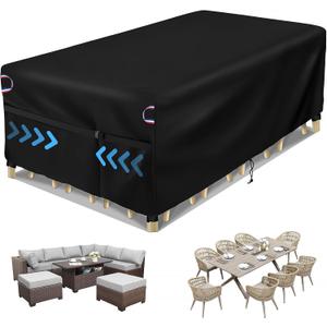 Patio Furniture Cover, 102inch Outdoor Furniture Covers Waterproof for Outdoor Couch/Table and Sofa Sectional Rectangular, Black-102"L x 40"W x 28"H