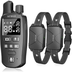 Dog Shock Collar for 2 Dogs, 4500FT Dog Training Collar Rechargeable Electric Collar with Recording & Calling & Vibration & Shock for All Breeds (Gray)