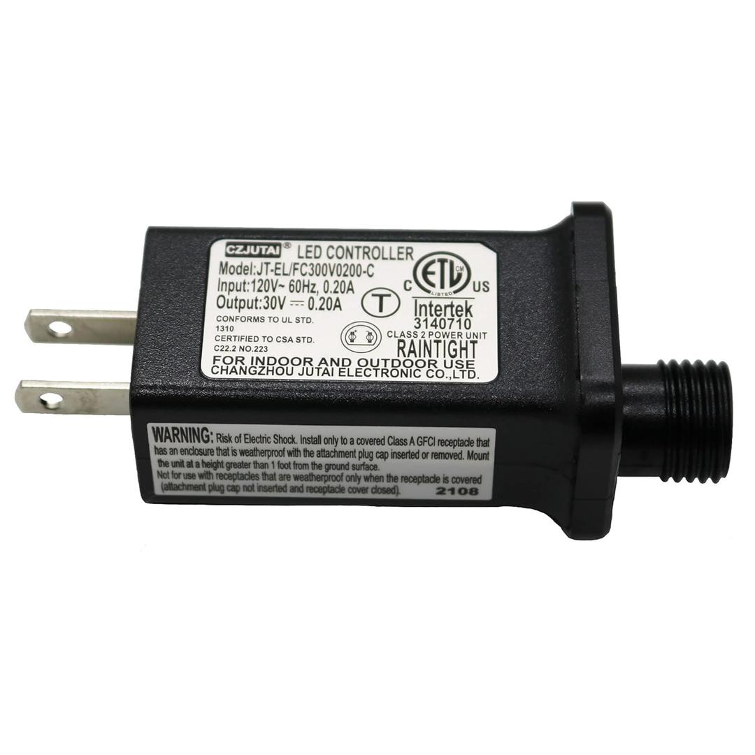 8 Mode Light LED Transformer 30V LED Controller Class 2 Power Supply, Low Voltage Transformer US Plug Adapter Replacement for String Light, not Fit for 8 Mode with Control Box and 1 Mode String Light