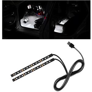 Car LED Strip Light, 24 LEDs RGB Interior Ambient Night Light Strip with USB Port, 12V Decorative Atmosphere Neon Lamp Strip for Sedan SUV Truck, Car Accessories (White, USB)