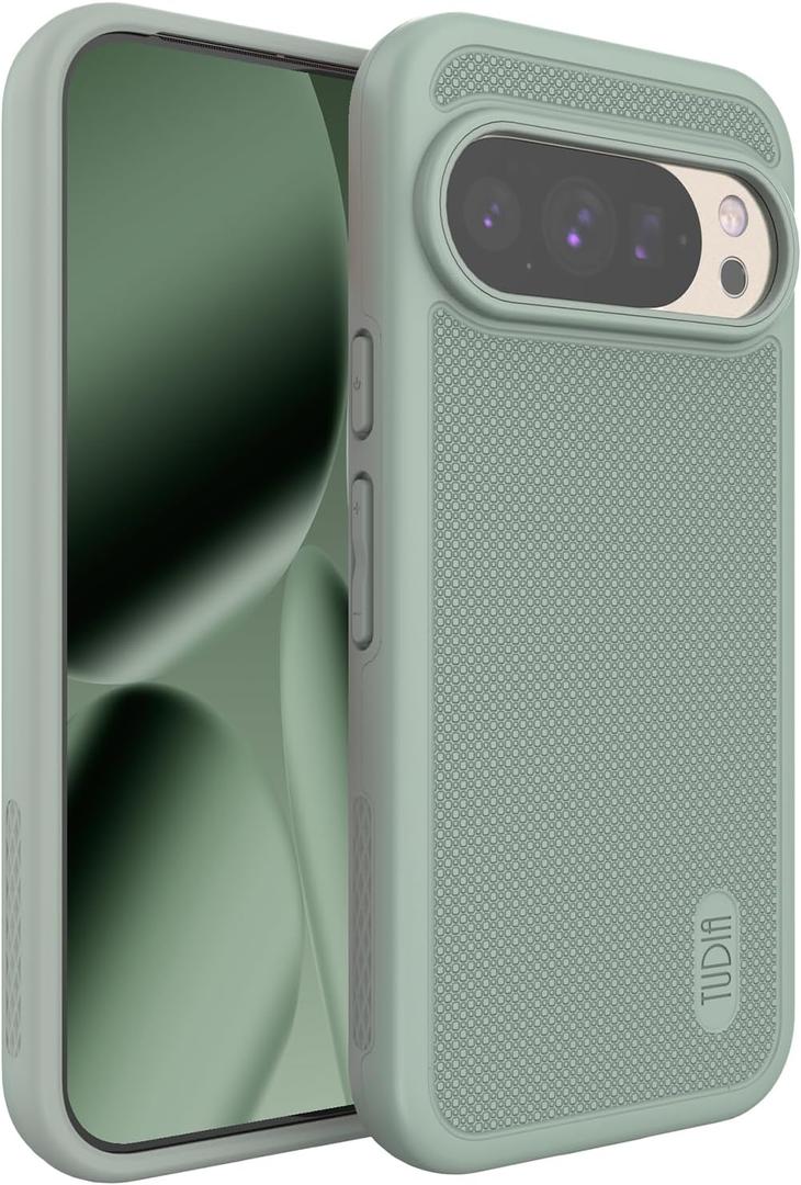 TUDIA MergeGrip Case for Google Pixel 10 / Pixel 10 Pro Cases 2025  [Military Grade Drop Tested] Dual Layer Rugged Slim Shockproof Heavy Duty Protective Phone Cover - Green Lily