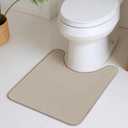 GRANNY SAYS Khaki Bathroom Toilet Rugs U Shaped, Soft Chenille Bathroom Mat, Absorbent Bath Mats 20" x 24", U-Shaped Small Bath Rugs Non Slip Washable, Quick Dry, Thin