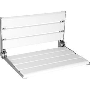 18" Wall Mounted Shower Seat, Shower Bench Wall Mount for Inside Shower, Fold Down Shower Seat, Shower Seats for Adults (White&silver)