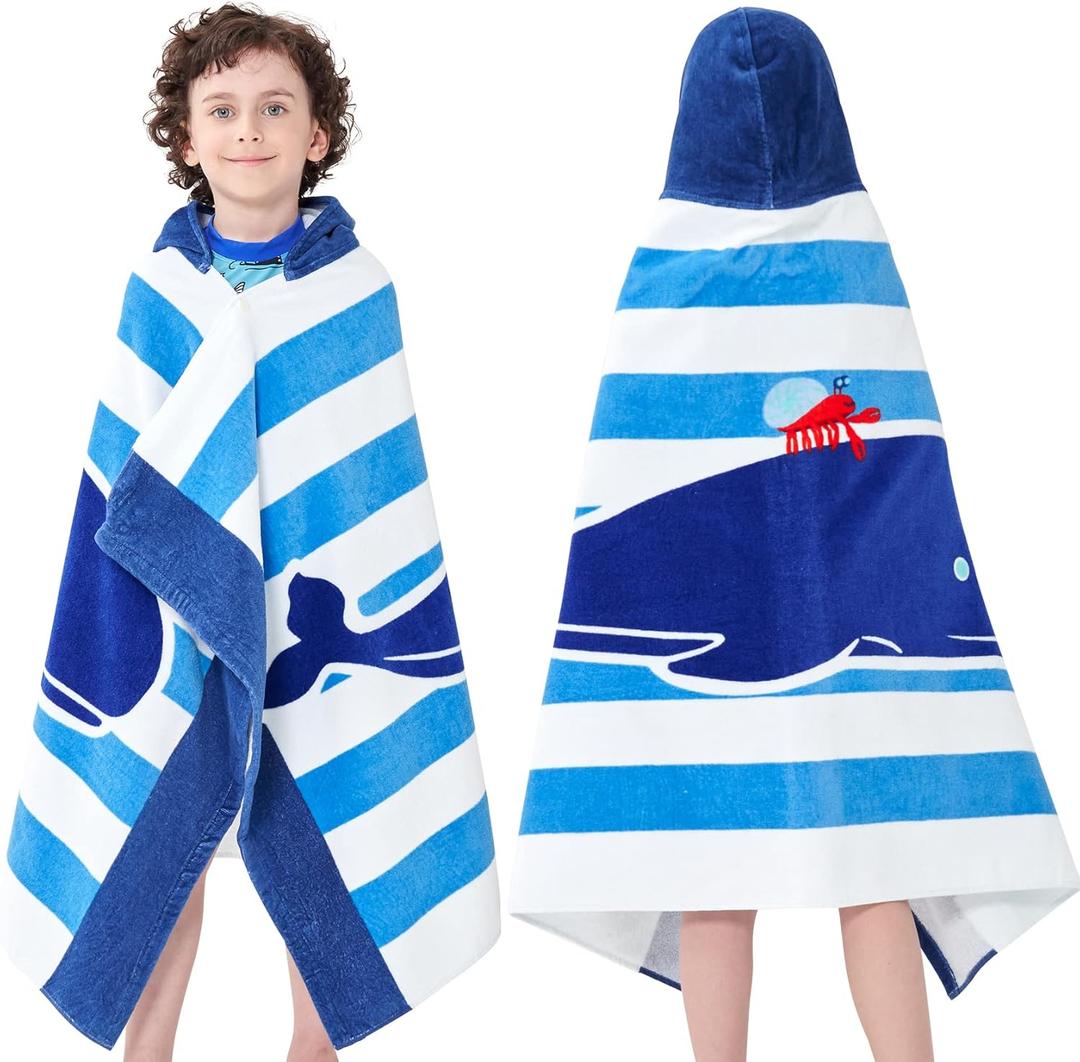 Kids Bath Towels, Kids Towel Girls Boys Hooded Beach,Bathroom,Pool Swim Towels 30 50 INCH Large Size Ultra Absorbent Cute Cartoon Animal Full Vitality 100% Cotton Wearable Wrap for Child