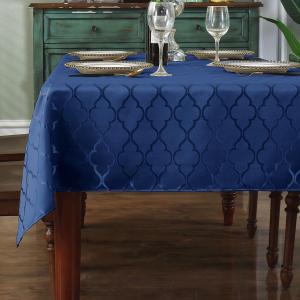 SASTYBALE Jacquard Tablecloths Rectangle Spring Damask Table Cloth, Water Resistant & Wrinkle Free Table Cover for Kitchen Dining Tabletop Use (Rectangle/Oblong, 60" x 84" (6-8 Seats), Navy)