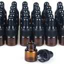 Sample Dropper Bottles, Mini Dropper Bottles with 2 Pcs Plastic Droppers for Traveling Essential Oils DIY Cosmetic Liquid Sample Perfume (Amber, 1ML)
