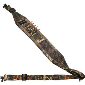 ZYLORA Rifle Sling with Shell Holders, Gun Sling with Swivels and Ammo Holder, Adjustable Rifle Sling with Storage Pocket and Thumb Loop, Rifle Accessories Hunting and Shooting (Camo)