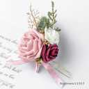 Blush Pink Wrist Corsage Wristlet and Boutonniere Set for Wedding Bridesmaid Mother Grandmother for Bridal Shower Wedding Artificial Roses Flower Prom