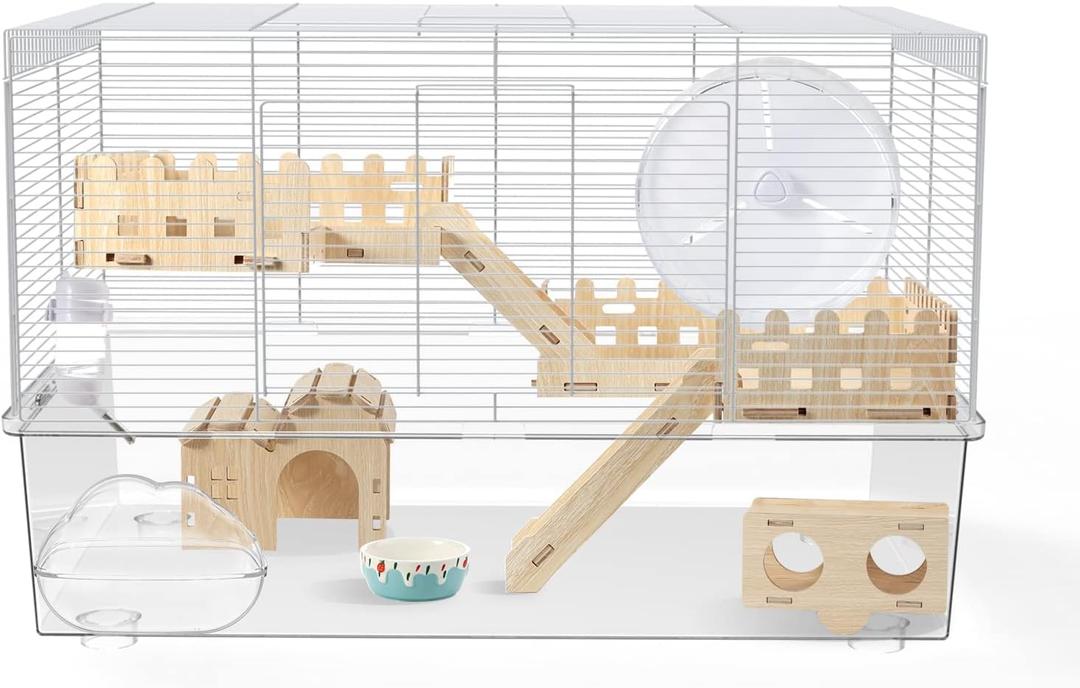 BUCATSTATE Hamster Cage Large Includes Accessories, Free Water Bottle, Exercise Wheel, Food Dish & Hamster Hideout Rat Cage and Habitats for Gerbil, Mice, Syrian Dwarf Hamster (24.4" L * 13.8" W)