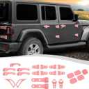 24PCS Full Set Exterior Decoration Trim Kit Fit for 2018-2026 Jeep Wrangler JL JLU 2/4 Doors, Door & Hood Hinge Covers Door Handle Side Vent Tailgate Hinge Cover Trim(Pink)