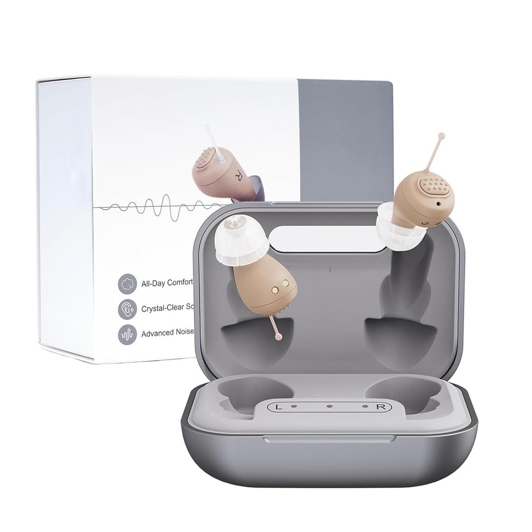 HXGDEE Hearing Aids for Seniors, Rechargeable OTC Hearing Aids with Noise Reduction, Near Invisible, Discreet Design for Seniors & Adults with Hearing Loss
