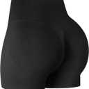 ATHVOTAR Workout Gym Shorts Women, High Waisted Seamless Butt Lifting Scrunch Butt Sports Shorts (Black, L)