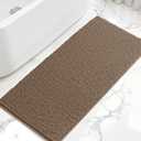 SUBRTEX Bathroom Rugs, 24" x 60" Chenille Bath Rug Soft Short Plush Bath Mat Soft Shower Mat Water Absorbent Shower Mat Quick Dry Machine Washable, Taupe Brown