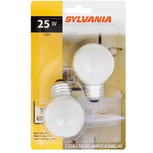 Sylvania 25 Watt Wax Warmer Bulbs 2 Pack - Incandescent G16.5 Globe Bulbs for Vanity & Decorative Fixtures, Dimmable E12 Candelabra Base 25W, 120V Soft White Warm White