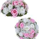 BLOSMON Fake Flowers Ball Centerpieces: 2 Pcs, Pink White Rose Babys Breath