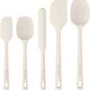 5 Pieces Silicone Spatula Set, Food Grade Rubber Spatula, Upgrade Strong Handle with Ergonomic Grip, Heat Resistant Up to 600F for Nonstick Cookware, Cooking Candy Series (Cream White)