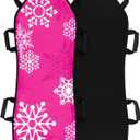 45"18" Foldable Winter Snow Sled Portable Strong and Durable, Sturdy Fabric Stitchin Handles with Steering for Adult Teen Winter Outdoor Sports Fun (Pink)