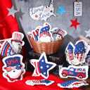 Oudain 24 Pcs Large 5 Inch Patriotic Star Tree Ornaments Stuffed Fabric Star 4th of July Memorial Day American Flag Decor Vase Filler Ornaments for Independence Day, Red White and Blue (Bright)