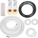 25 FT Air Conditioning Copper Hose Hose Extension, 1/4 and 1/2 Inch Thickened Insulation Cotton with Nuts and Other Accessories Fit for Mini Split Air Conditioner