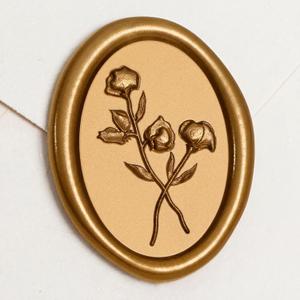 UNIQOOO Wax Seal Stickers - 3D Floral Oval Shape Wedding Invitation Envelope Seal Stickers, 50 Pcs Antique Gold, Perfect for Invitations, Christmas, Gift Wrapping