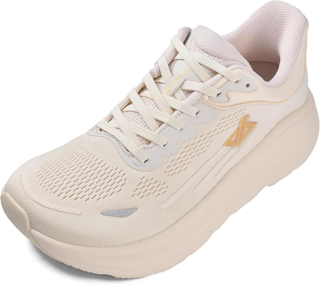JACKSHIBO Women's Slip in Hands up Free Wide Toe Box Running Shoes Arch Support Cushion Walking Tennis Sneakers with Zero Drop Sole 11 Beige