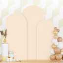 PATYDEST Spandex Fitted Wedding Arch Cover Set of 3 Beige Arch Backdrop Cover 80x185 Arches Wall Covers Balloon Arches Covering Fabric for Baby Shower Happy Birthday Party Celebration