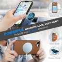 SHIELDON Wallet Case for iPhone 17e & 16e 6.1", Genuine Leather Wireless Charging Detachable Magnetic RFID Blocking Credit Card Holder Kickstand Cover Compatible with iPhone 16e - Saddle Brown