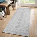 2x6' Runner Rug Kitchen Washable: Oriental Indoor Hallway Runners with Non Slip Backing Floor Mat for Entryway Door Low Pile Thin Carpet for Bedroom Bathroom Living Room Bedside Grey